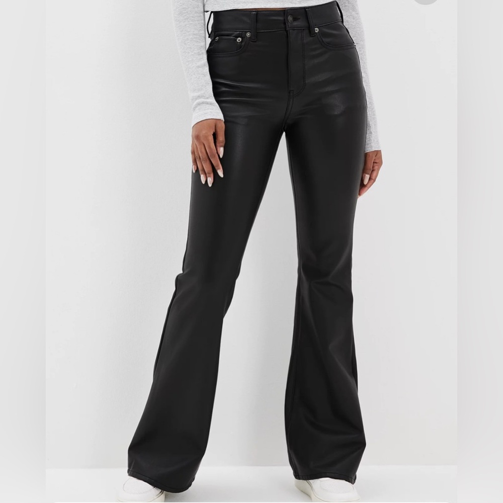 AE Stretch Vegan Leather Super High-Waisted Flare Pant